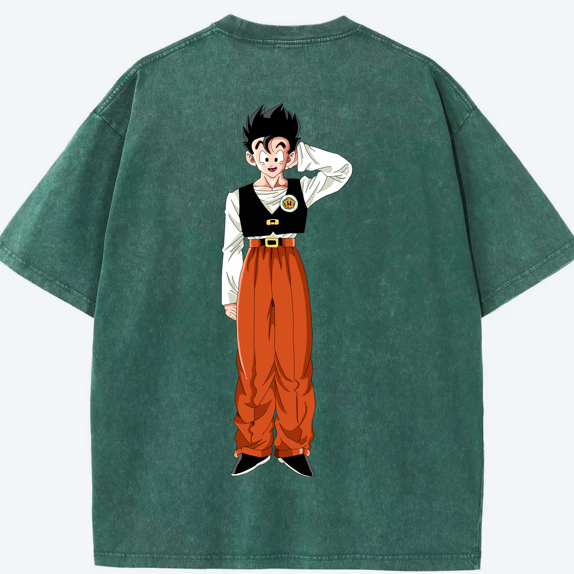 （画像用） ドラゴンボール 孫 悟飯（そんごはん）DRAGON BALL Son Gohan 綿100% ヴィンテージ風 半袖Tシャツ（背面プリント）